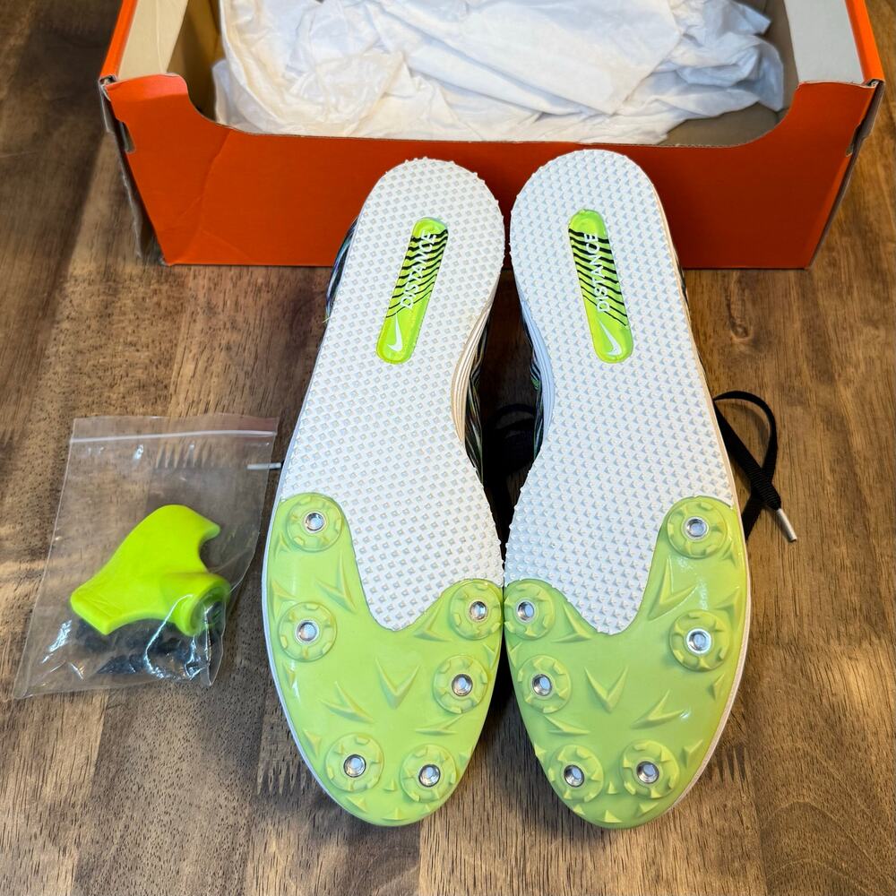 Nike Track Spikes Zoom Rival Distance 8 Racing Shoe Volt Black Women’s Size 9 - Picture 7 of 8